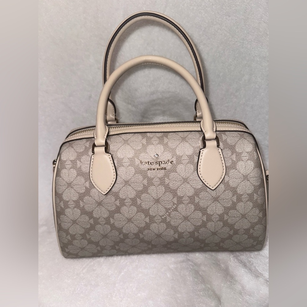 kate spade Cream Floral Satchel with Beige Trim - Picture 3 of 6